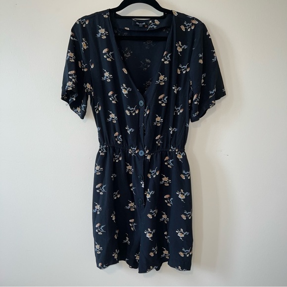 Madewell Pants - madewell black and floral button down shirt romper size small